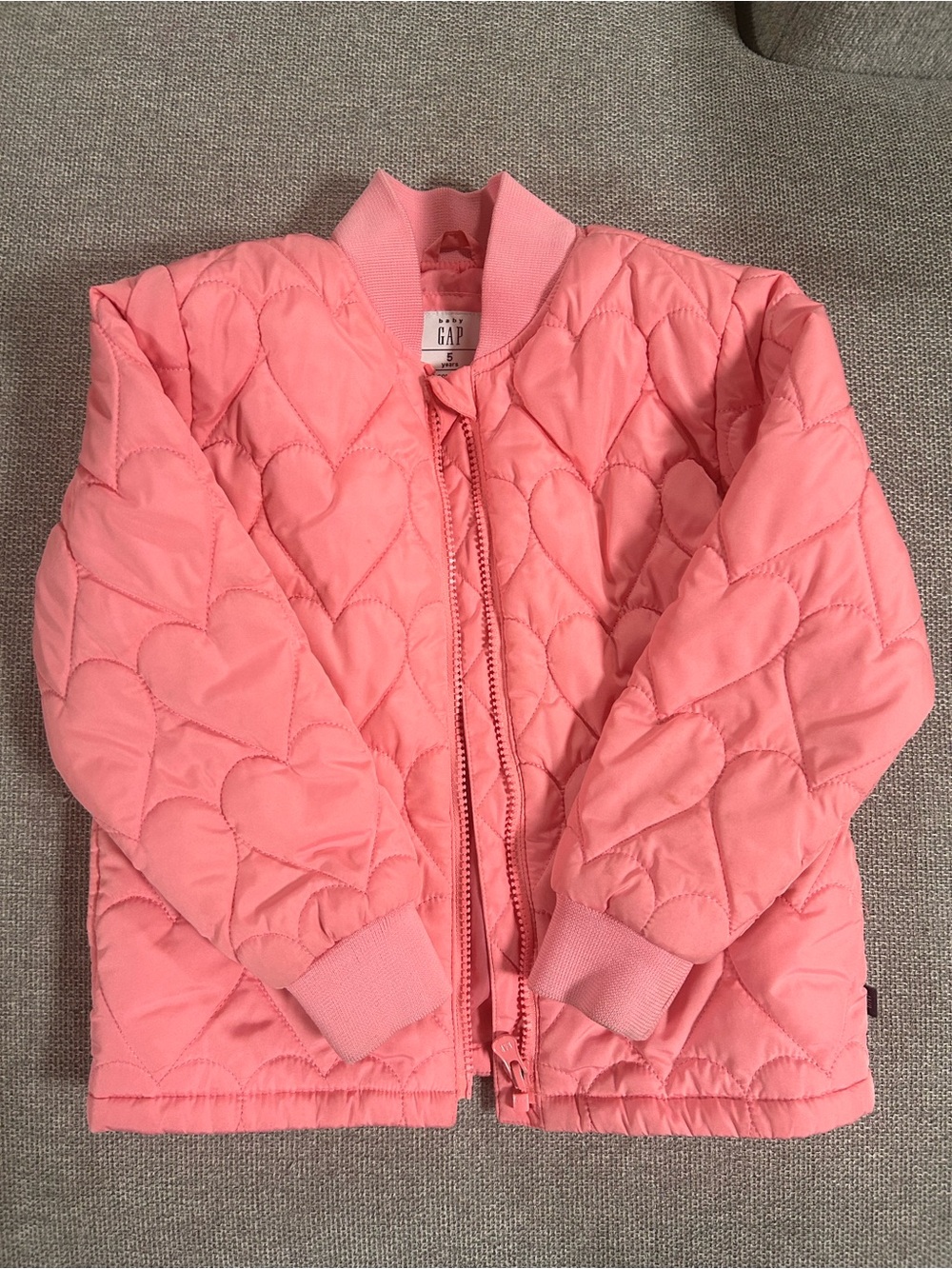 GAP Girls Coral Pink Quilted Heart Jacket